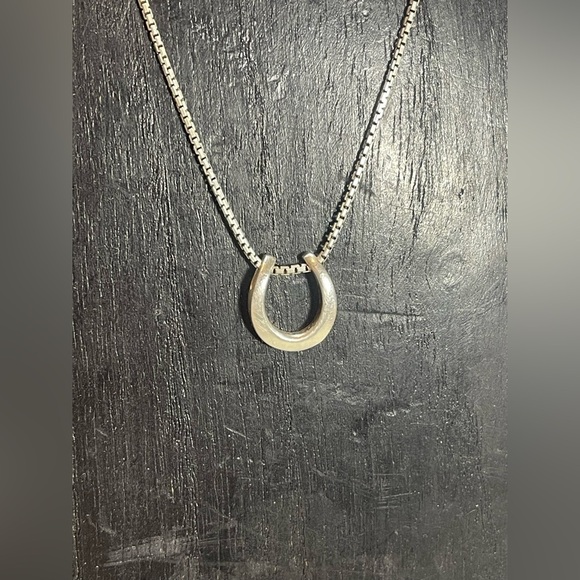 Metalsmith Horseshoe Pendant on Box Chain. Martello Metalsmiths Sterling - Picture 3 of 15